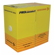 Кабель витая пара омедненный, F/UTP, CAT 5e, PE, 4PR, 24AWG, OUTDOOR, SOLID, черный, 305 м, PROconne