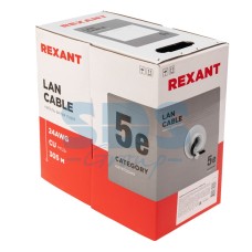 Кабель витая пара REXANT UTP 4PR 24AWG, CAT5e наружный (OUTDOOR) (бухта 305 м)