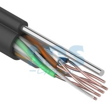 REXANT Кабель витая пара U/UTP, категория 5e, PE, 4PR, 24AWG, внешний, черный, с тросом, 305 м