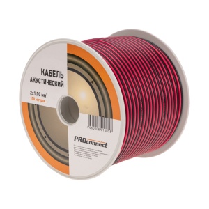 Кабель 01-6105-6 акустический, 2*1,00 мм2, красно-черный, бухта, 100м