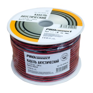 Кабель акустический ШВПМ 2х0.75 мм², красно-черный, бухта 100 м PROconnect