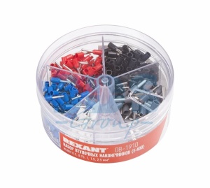 Набор втулочных наконечников НШВИ (0.5 мм²; 0.75 мм²; 1 мм²; 1.5 мм²; 2.5 мм²) в боксе (E-400) REXAN