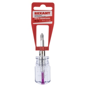 Отвертка  комбинированная, прозрачная рукоятка,  двухсторонний стержень 40 мм (крестовая PH 2, шлице